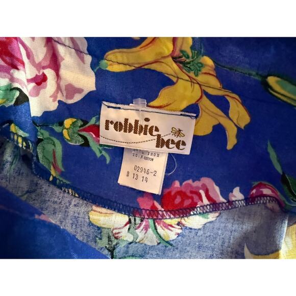 Vintage Deadstock 80s Robbie Bee Rose Floral Waist Midi Swing Dress Tie Back - Picture 4 of 7